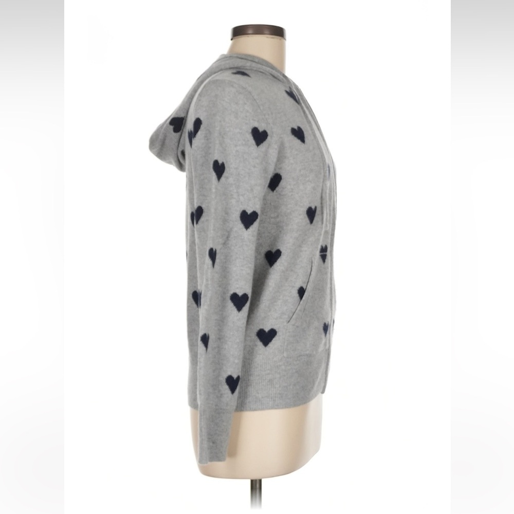 J. Crew Everyday Cashmere Full-Zip Heart Hoodie Sweater - M - Picture 3 of 7
